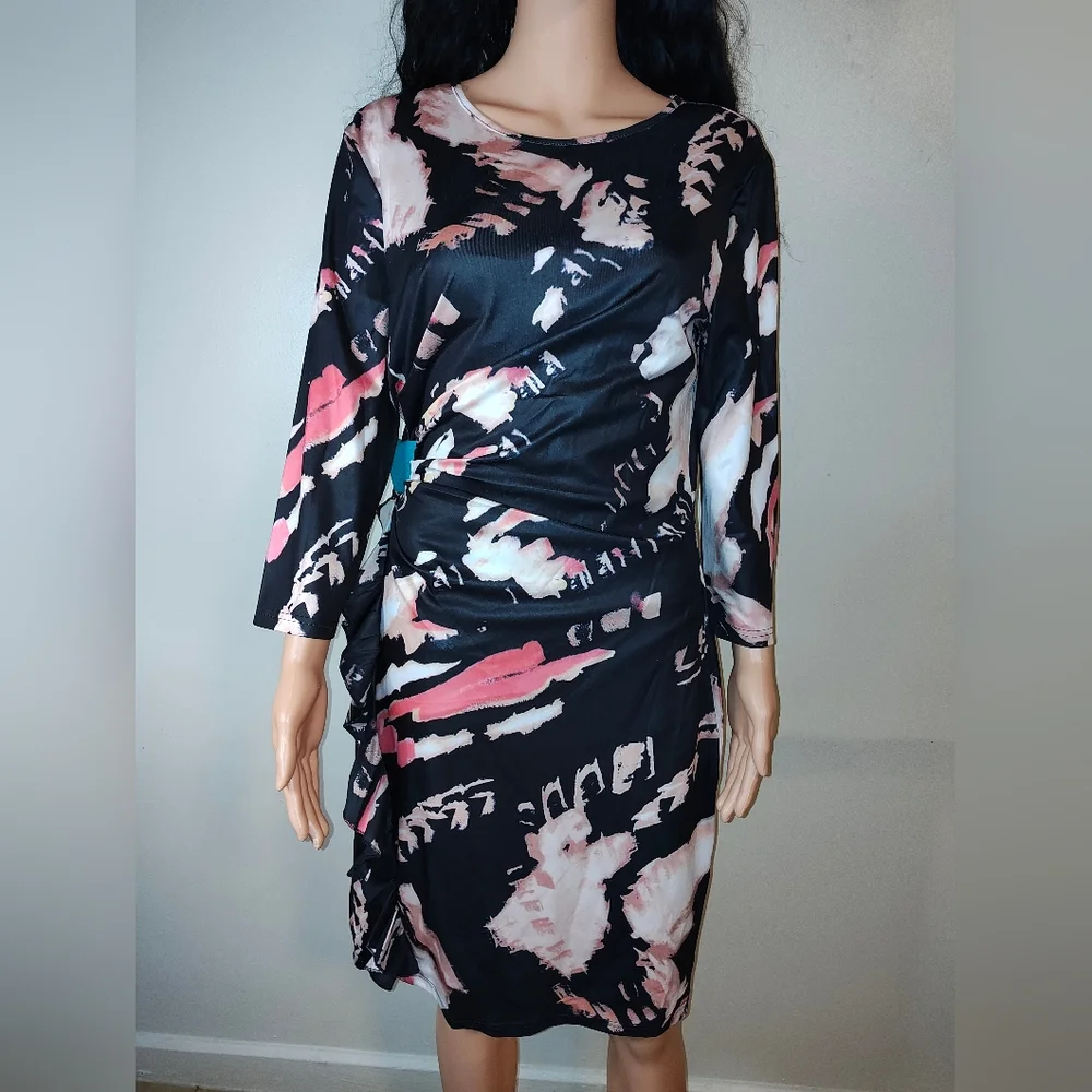 Abstract Print Black Dress - Picture 4 of 4